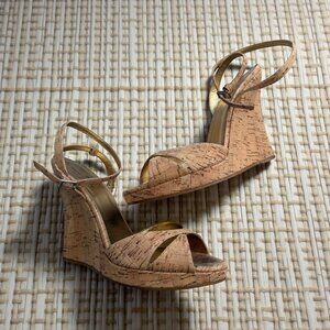 KATE SPADE Cork Finish Ankle Strap Wedges Size US 10